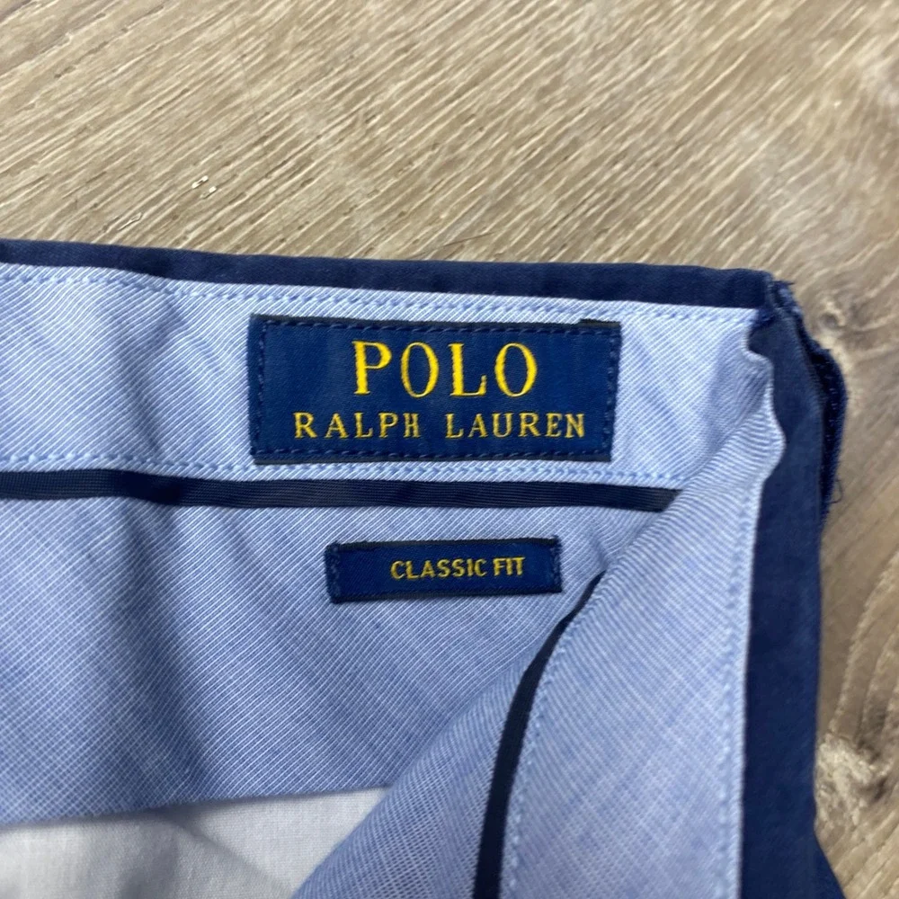 Polo Ralph Lauren Shorts Classic Fit Mens 40 Navy Blue Cotton‎ Chino Flat Front